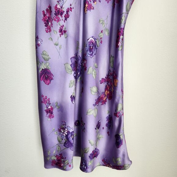 Vintage Gilligan O'Malley Purple Floral Lingerie Slip Dress XL - Picture 9 of 10